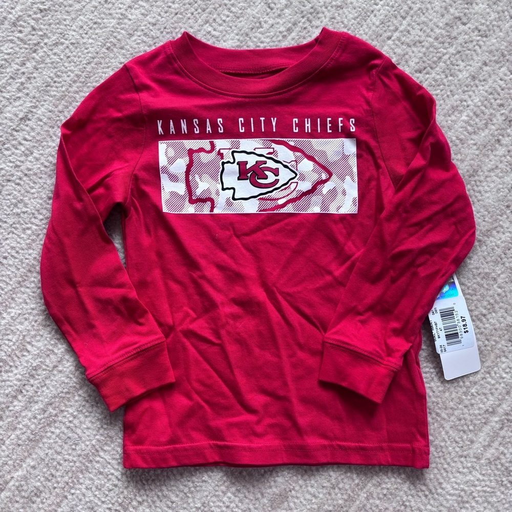 NFL Kansas City Chiefs Red Long-Sleeve Kids Tee 4T NWT
